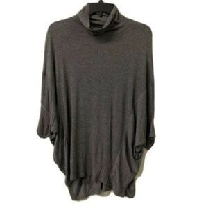 H by Bordeaux Gray Ribbed Turtleneck Dolman Sleeve Top Medium